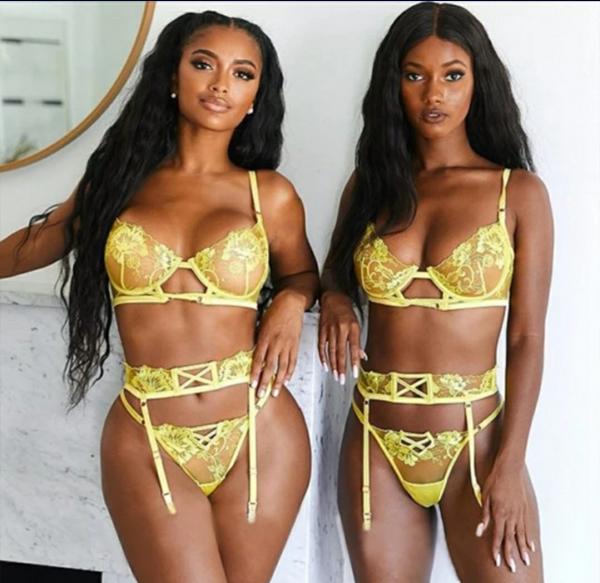 3 piece yellow lingerie picture