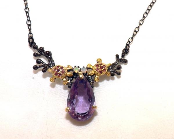Sculptural Amethyst & Ruby Necklace