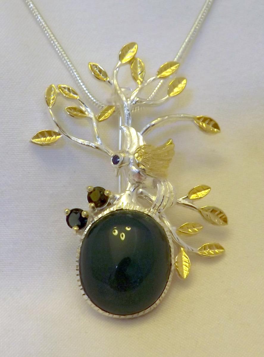 Jade & Garnet Sculptural Pendant picture