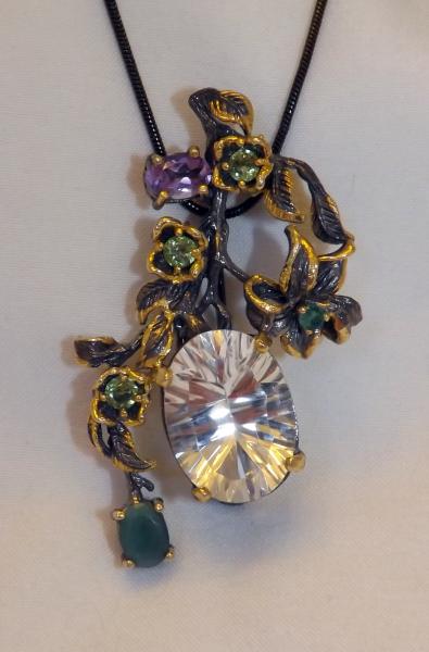 Quartz & Emerald Sculptural Pendant picture