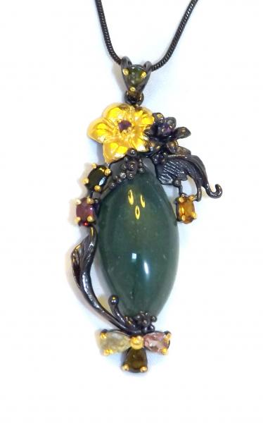 Jade & Golden Topaz Sculptural Pendant