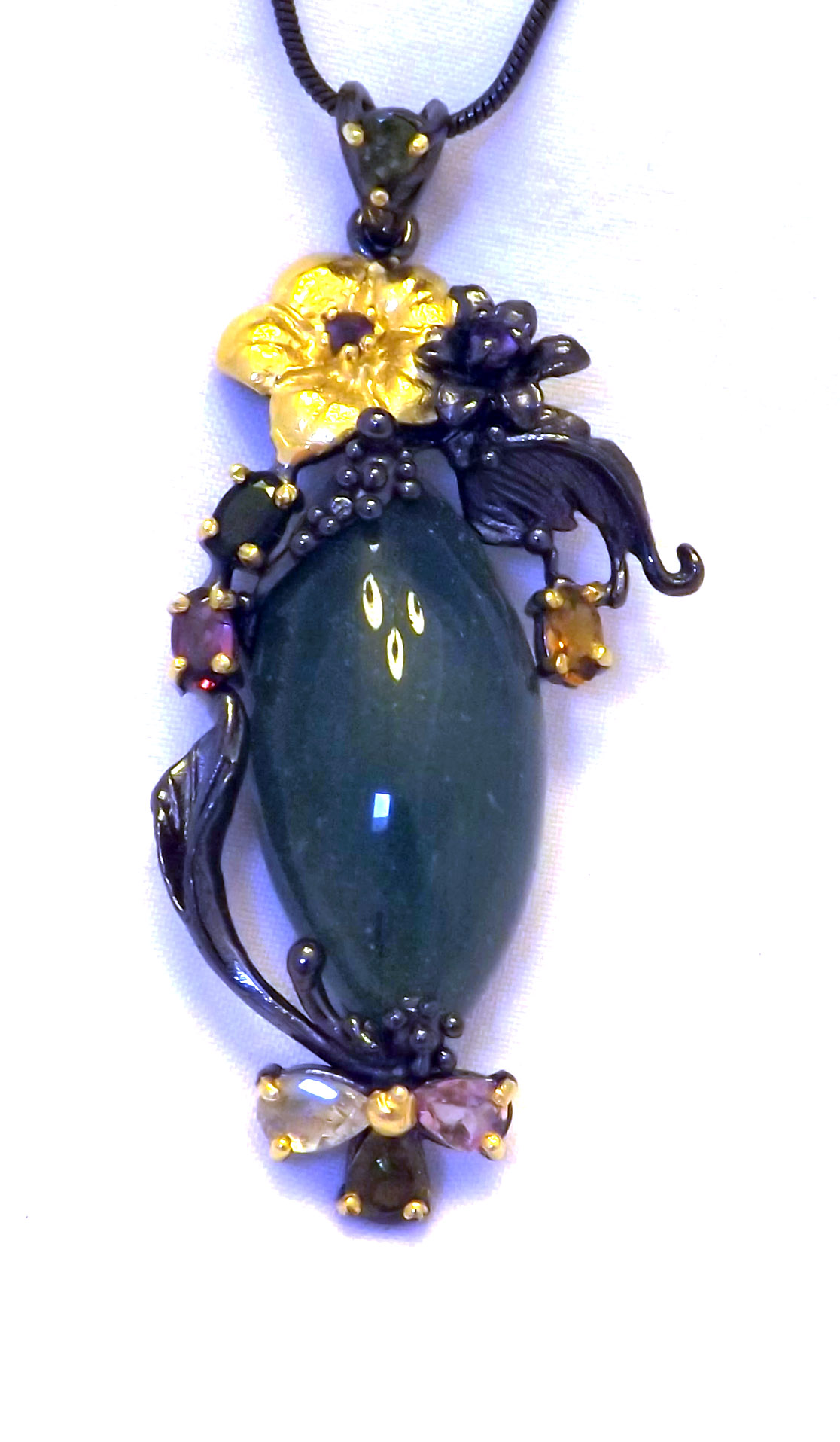 Jade & Golden Topaz Sculptural Pendant picture