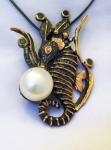 Sculptural Seahorse Pearl Pendant/Broach