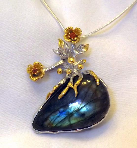 Labradorite & Garnet Sculptural Pendant picture