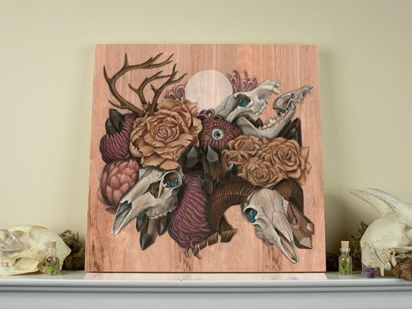 Skull Garden 12 x 12 Fine Art Giclee Print on Wood picture