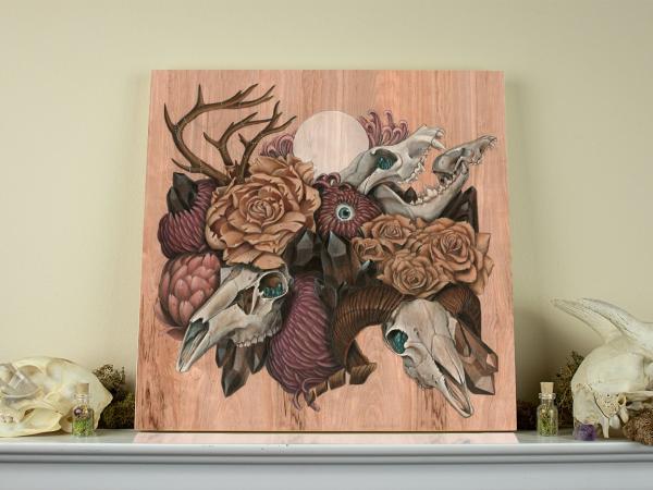 Skull Garden 12 x 12 Fine Art Giclee Print on Wood picture