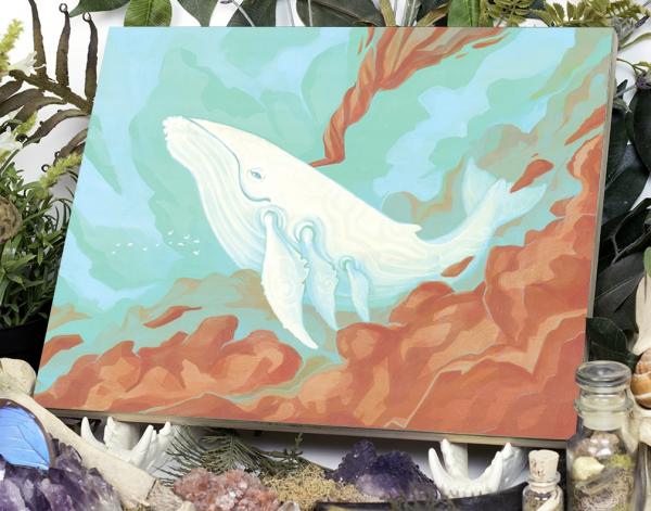 Sky Whale 11 x 14 Fine Art Giclee Print on Wood picture