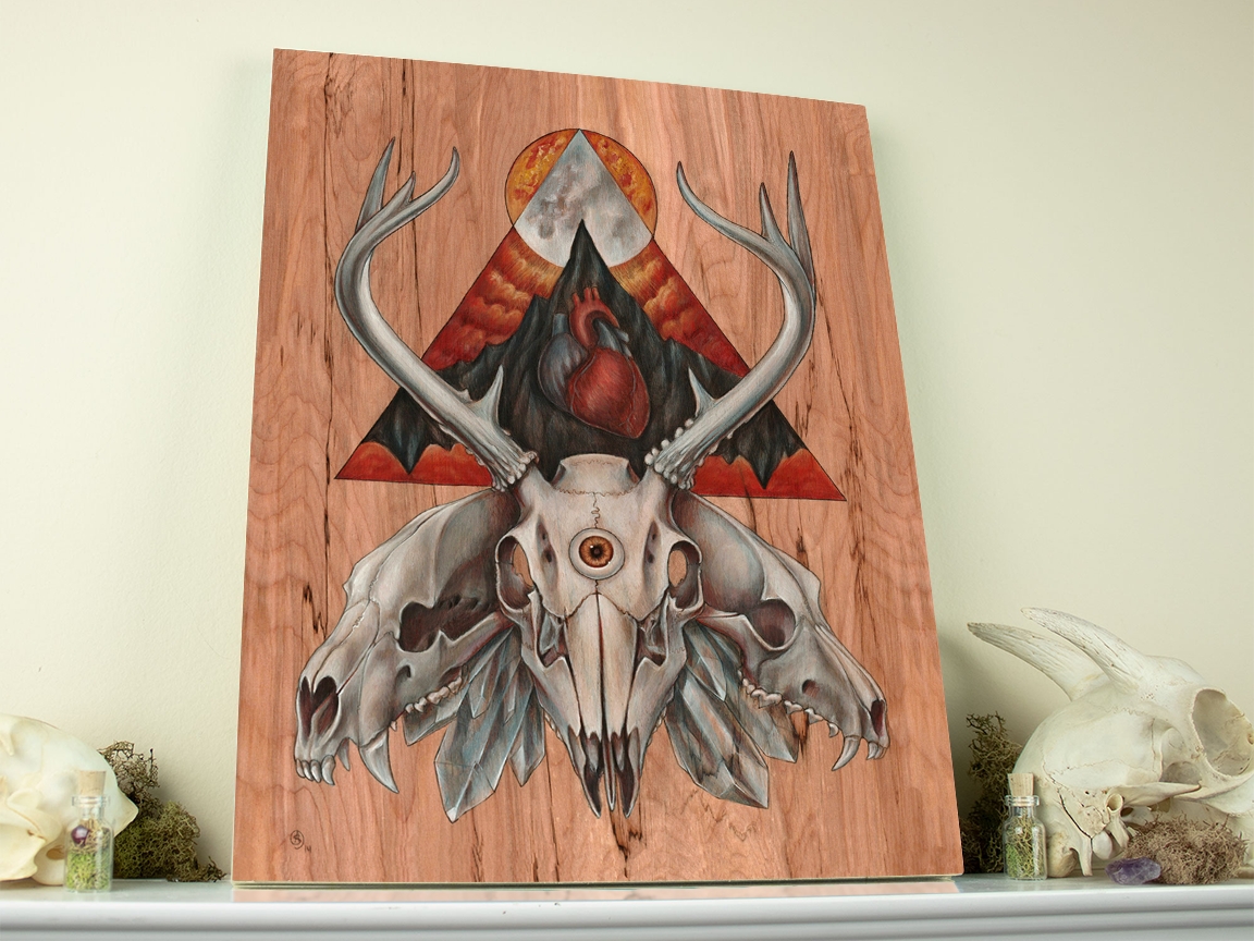 Run With Death 11 x 14 Fine Art Giclee Print on Wood picture