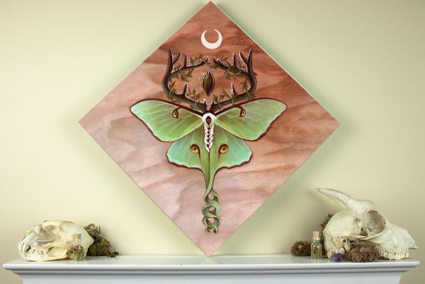 Ancestor Moth 12 x 12 Fine Art Giclee Print on Wood picture