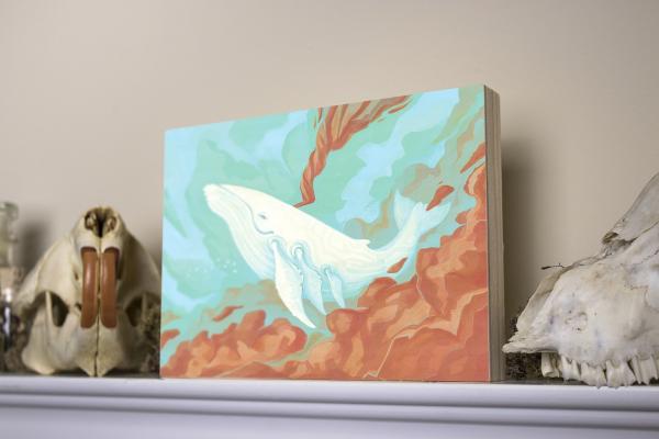 Sky Whale 5 x 7 Fine Art Giclee Print on Wood picture