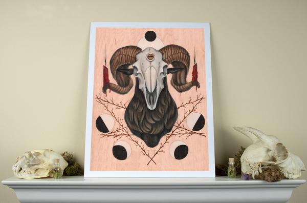 Goat Skull 11 x 14 Fine Art Giclee Print picture