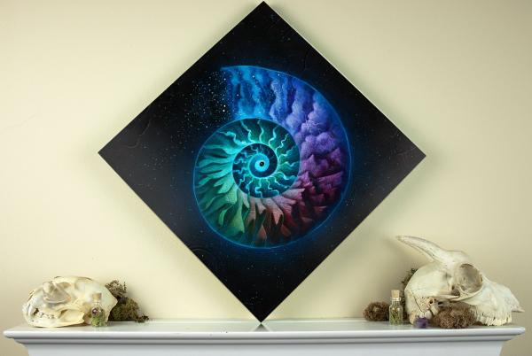 Golden Spiral II 12 x 12 Fine Art Giclee Print on Wood picture