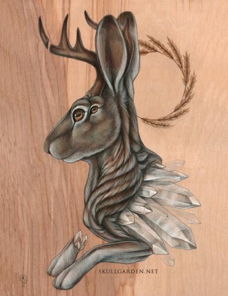 Jackalope Geode 18 x 24 Fine Art Giclee Print on Wood picture