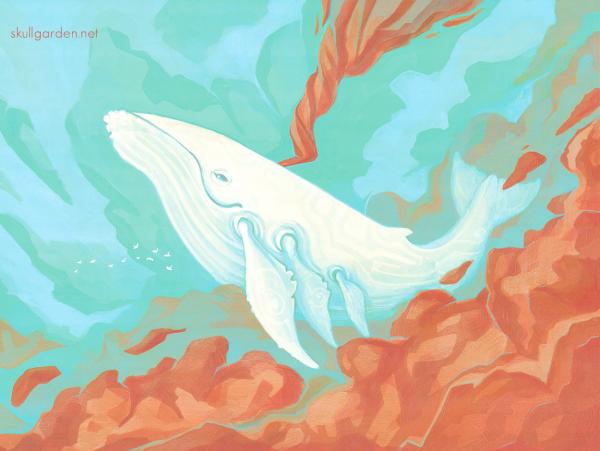 Sky Whale 11 x 14 Fine Art Giclee Print on Wood picture