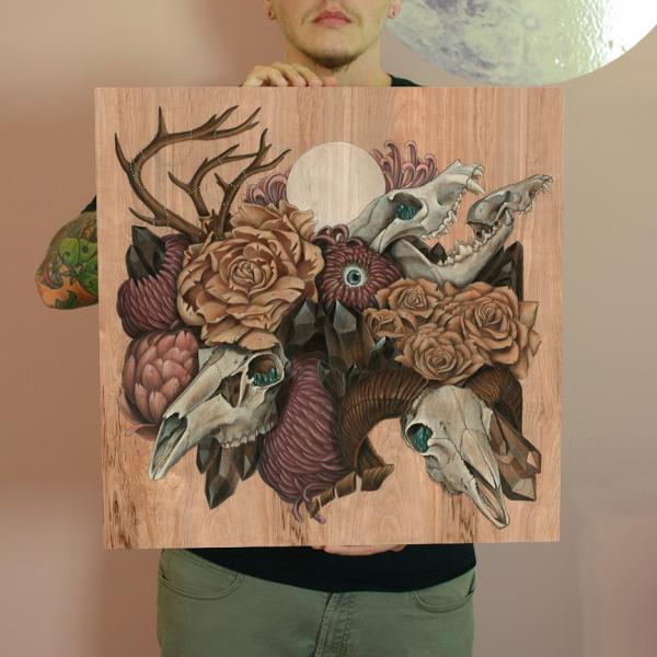 Skull Garden 20 x 20 Fine Art Giclee Print on Wood picture