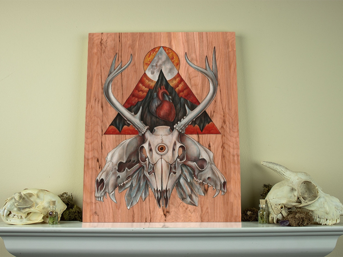 Run With Death 11 x 14 Fine Art Giclee Print on Wood picture
