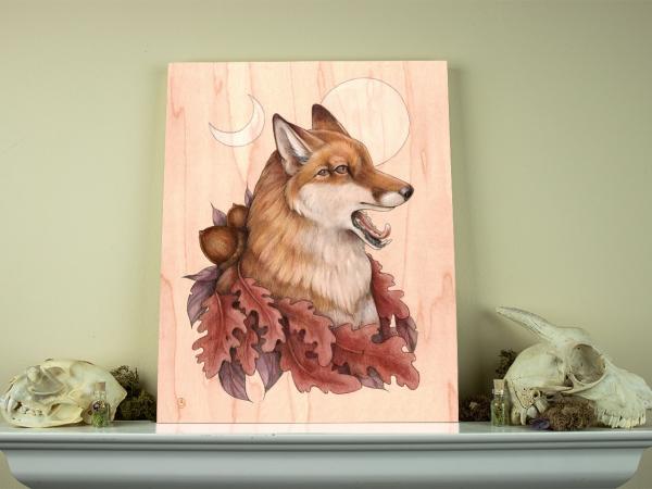 Autumnal Fox 11 x 14 Fine Art Giclee Print on Wood picture