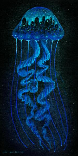 Diluvian Jellyfish Civilization 12 x 24 Fine Art Giclee Print picture