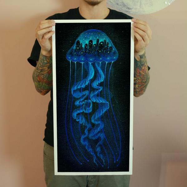 Diluvian Jellyfish Civilization 12 x 24 Fine Art Giclee Print