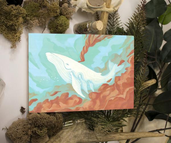 Sky Whale 5 x 7 Fine Art Giclee Print on Wood picture