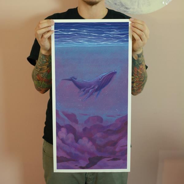 Night Sky Whale 12 x 24 Fine Art Giclee Print