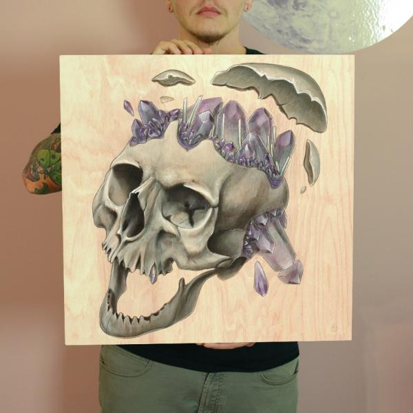 Laughing Skull 20 x 20 Fine Art Giclee Print on Wood picture