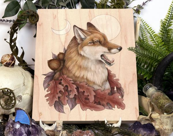 Autumnal Fox 11 x 14 Fine Art Giclee Print on Wood picture