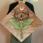 Ancestor Moth 20 x 20 Fine Art Giclee Print on Wood