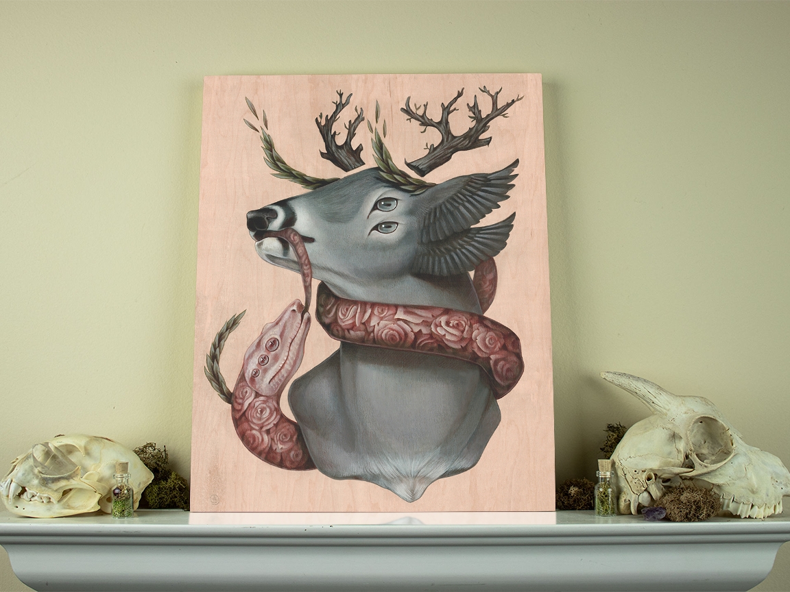 Caduceus 11 x 14 Fine Art Giclee Print on Wood picture