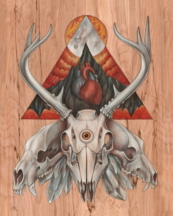 Run With Death 11 x 14 Fine Art Giclee Print on Wood picture