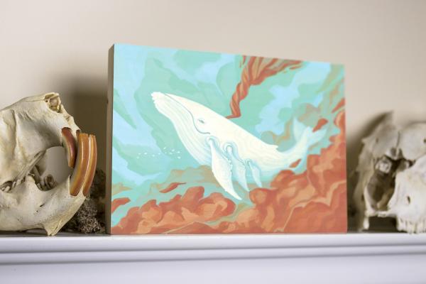 Sky Whale 5 x 7 Fine Art Giclee Print on Wood picture