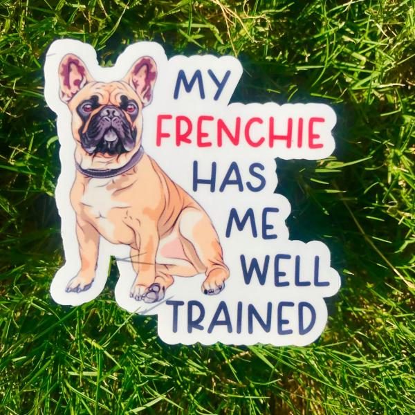 Tan French Bull Dog Permanent Vinyl Sticker (Water and UV Proof)