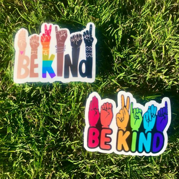 Two (2) Be Kind Permanent Vinyl Stickers (Water and UV Proof)