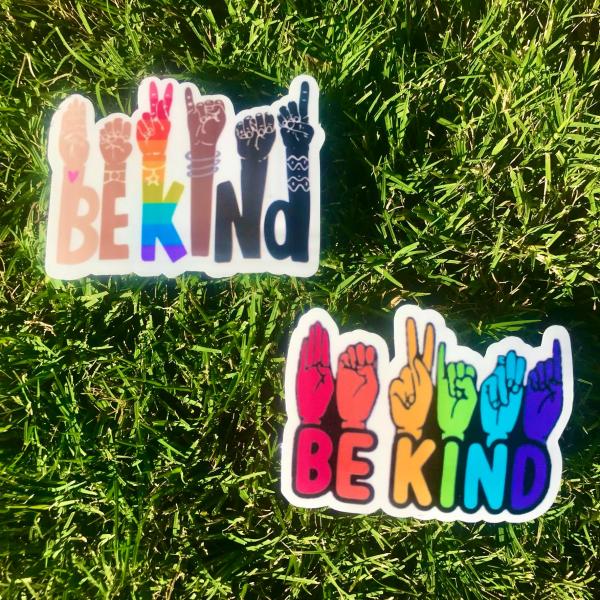 Two (2) Be Kind Permanent Vinyl Stickers (Water and UV Proof) picture