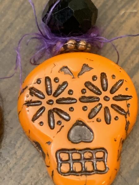 Skull -Day-of Dead Halloween Earrings picture