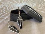 Enamel Coffin Earrings in Miniature Micro Coffin Trinket Box