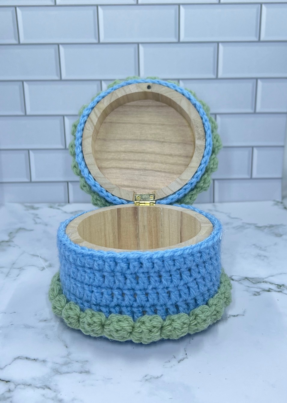Duck Pond Crochet Trinket Box | Handmade Wooden Keepsake with Magnetic Closure picture