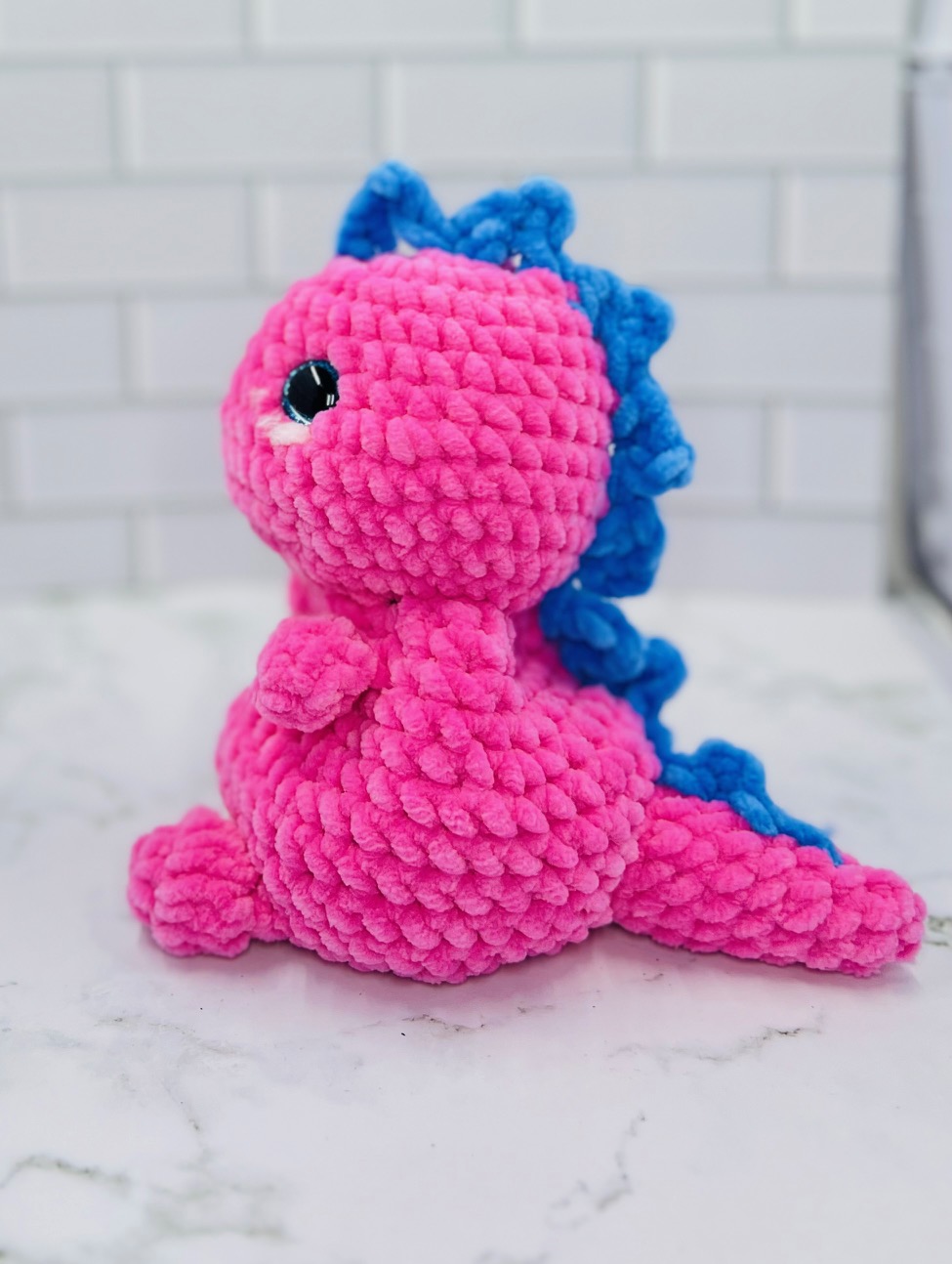 Couch Besties Weighted Crochet Dino | Bright Two-Tone Amigurumi Plush picture