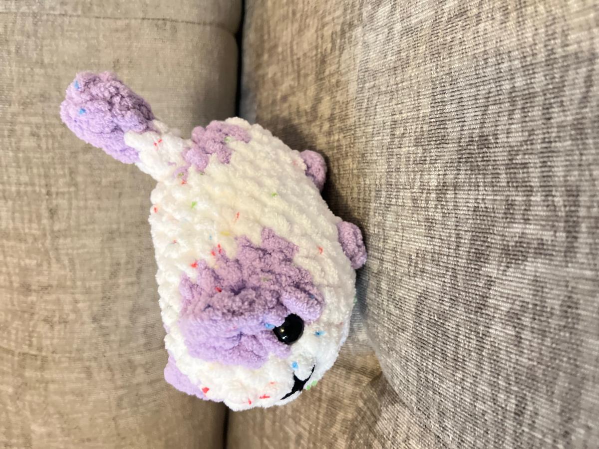 Mini Loaf Cat | Hand-Crocheted Plush in Pastel Confetti Chenille Yarn picture