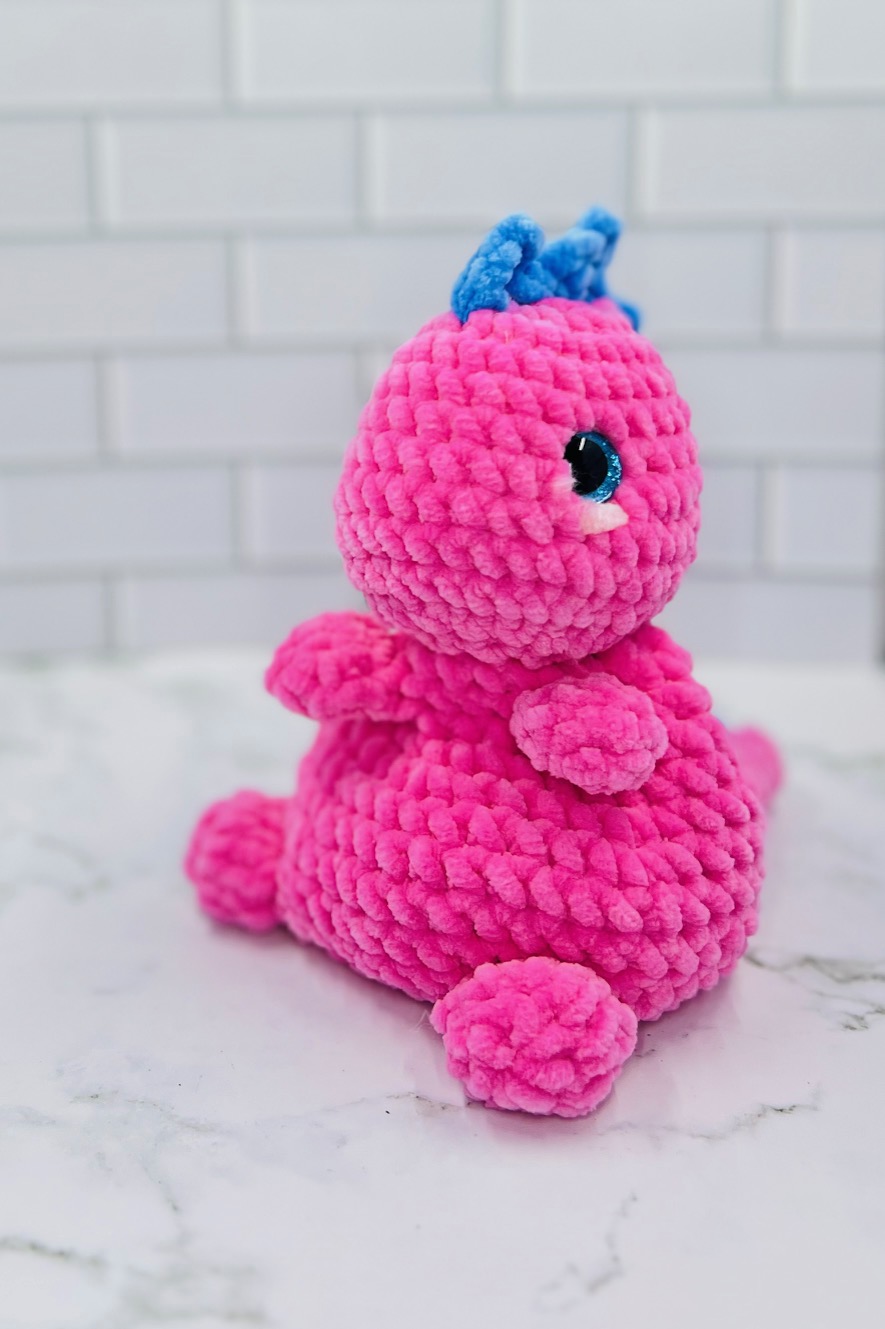 Couch Besties Weighted Crochet Dino | Bright Two-Tone Amigurumi Plush picture