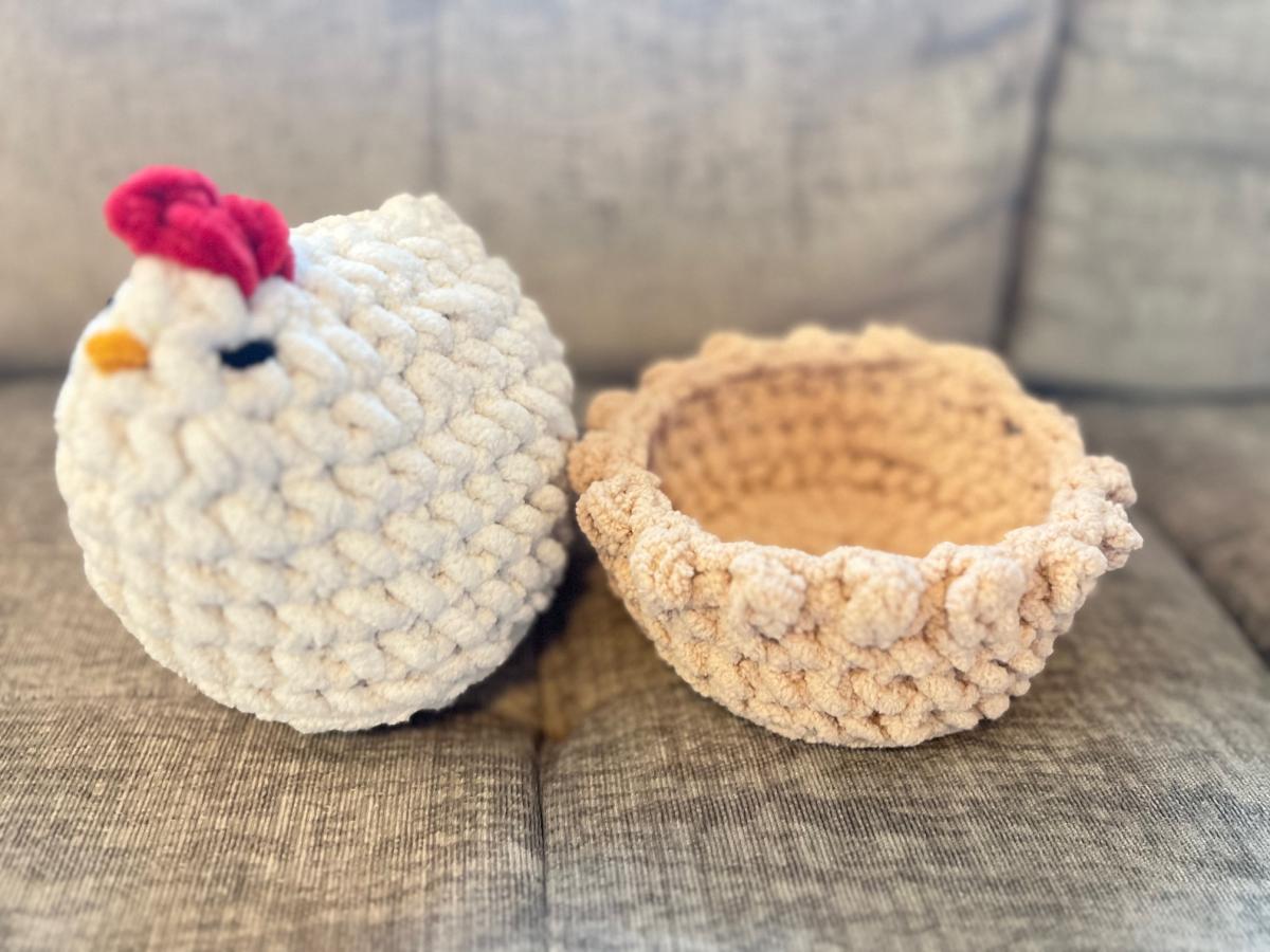 Mabel the Chicken | Handmade Crochet Plushie | Optional Nest | Soft Chunky Yarn picture