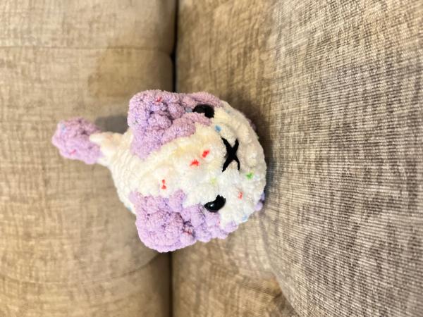 Mini Loaf Cat | Hand-Crocheted Plush in Pastel Confetti Chenille Yarn picture