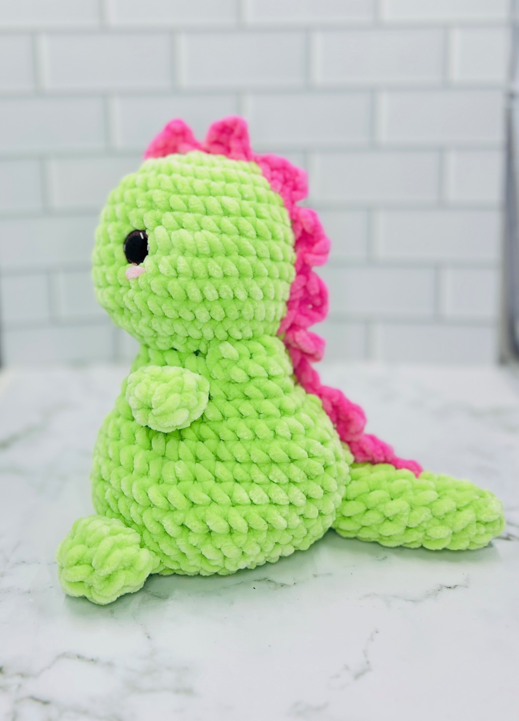 Couch Besties Weighted Crochet Dino | Bright Two-Tone Amigurumi Plush picture