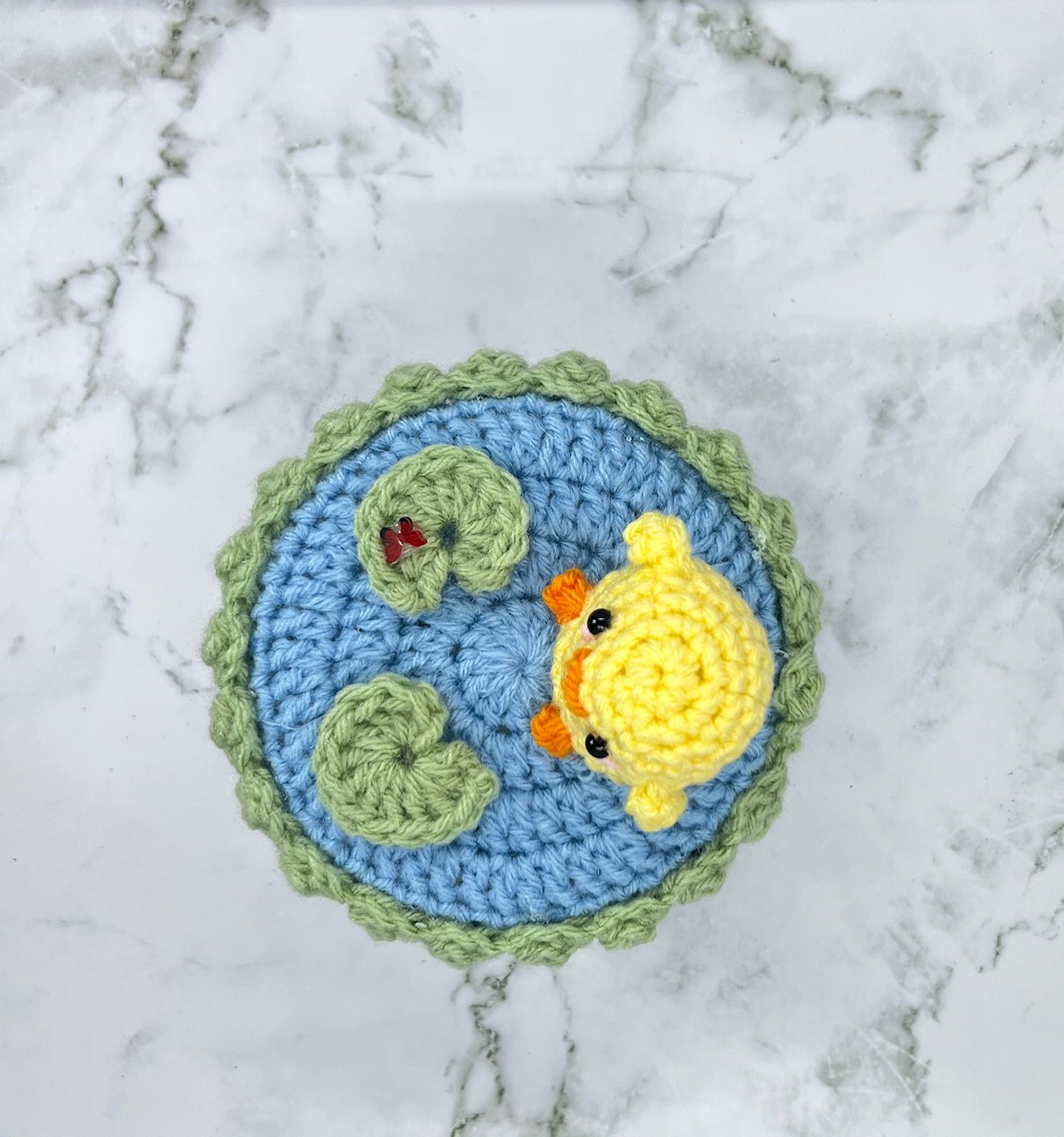 Duck Pond Crochet Trinket Box | Handmade Wooden Keepsake with Magnetic Closure picture