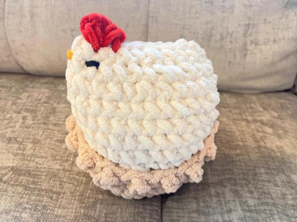Mabel the Chicken | Handmade Crochet Plushie | Optional Nest | Soft Chunky Yarn picture