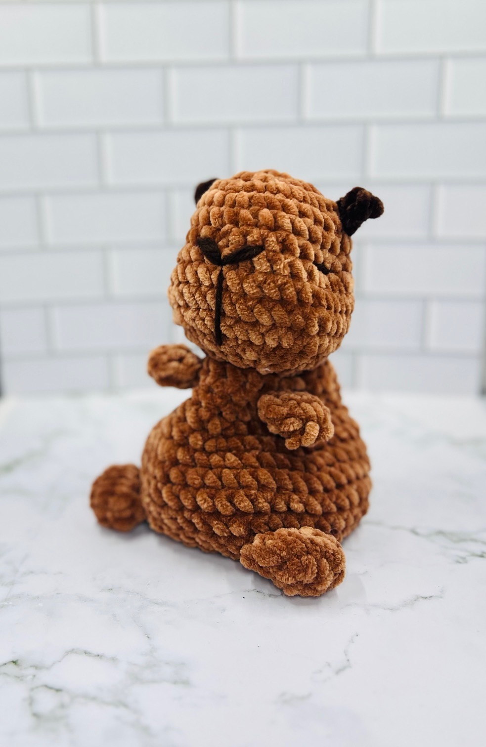 Couch Besties Weighted Crochet Capybara | Chunky Chenille Amigurumi Plush picture