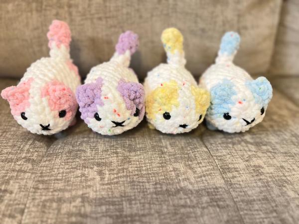 Mini Loaf Cat | Hand-Crocheted Plush in Pastel Confetti Chenille Yarn
