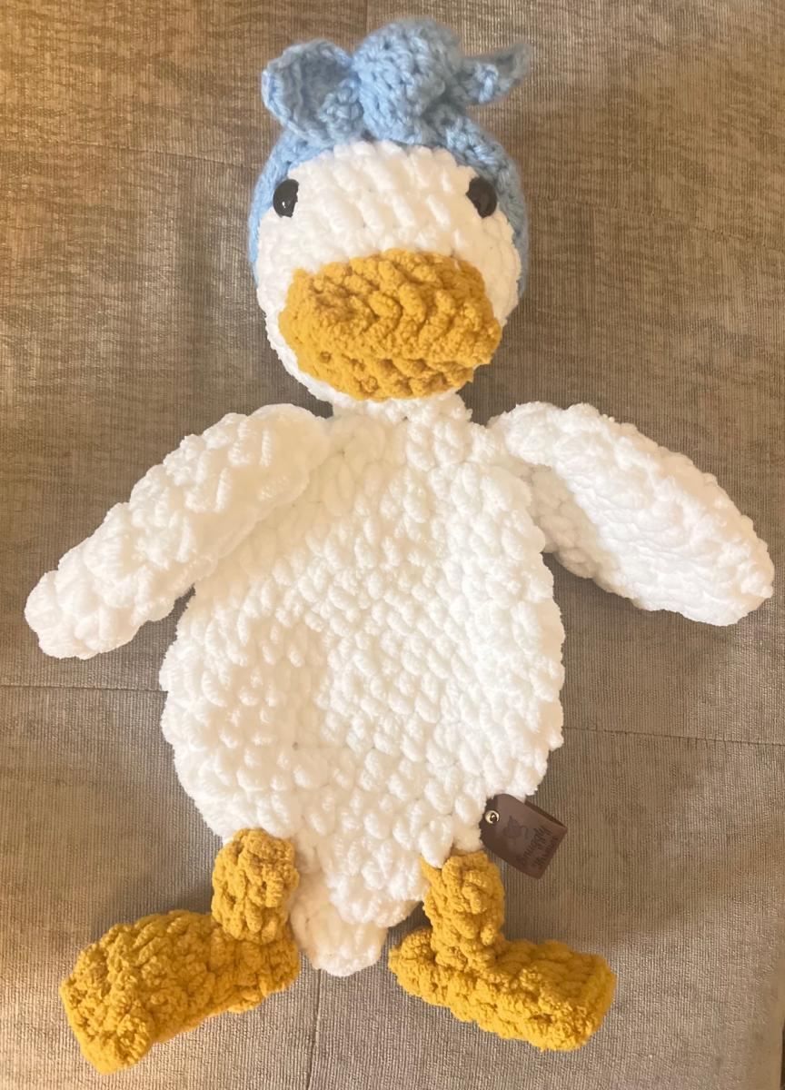 Della Duck Snuggler Lovey | Crochet Lovey | Crochet Duck | Crochet Toy Duck picture