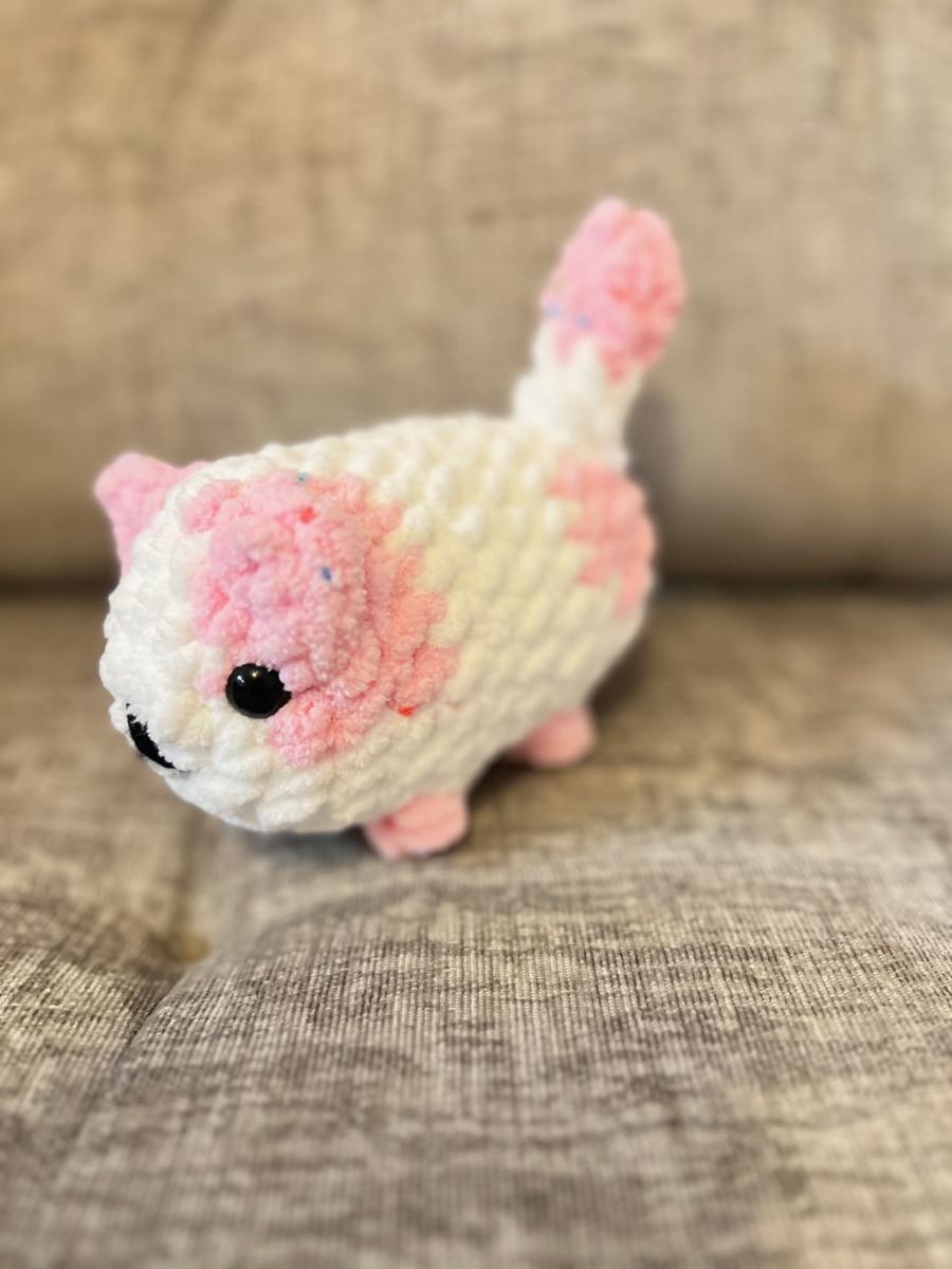 Mini Loaf Cat | Hand-Crocheted Plush in Pastel Confetti Chenille Yarn picture