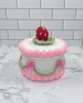 Strawberry Cake Crochet Trinket Box | Handmade Wooden Keepsake with Magnetic Closure